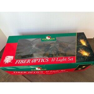 Vtg Christmas Kurt Adler White Fiber Optic 10 String Light Set Santa's World